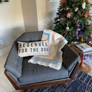 Hand Knit Afghan Blanket Throw Chunky Crochet Granny Squares 43 X 44 Multicolor